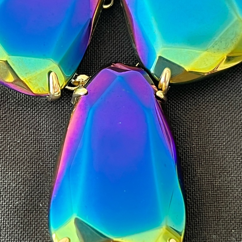NWOT Kendra Scott Rare & Retired Harlow Necklace Black Iridescent & Gold GORG! - Picture 8 of 10